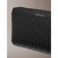 Emblem Aop Embossed Long Wallet Black  CALVIN KLEIN