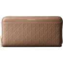 Emblem Aop Embossed Long Wallet Desert T  CALVIN KLEIN