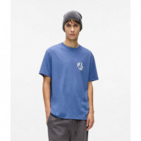 Klj Reg Monogram Tee Washed Federal Blue  KARL LAGERFELD