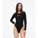 Klj Bodysuit Crew Neck Black  KARL LAGERFELD