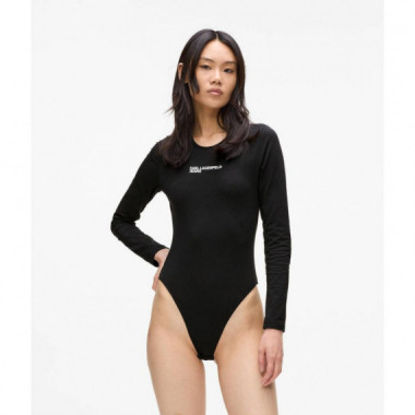 Klj Bodysuit Crew Neck Black  KARL LAGERFELD