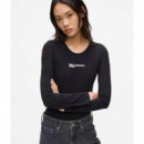 Klj Bodysuit Crew Neck Black  KARL LAGERFELD