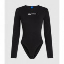 Klj Bodysuit Crew Neck Black  KARL LAGERFELD