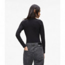 Klj Bodysuit Crew Neck Black  KARL LAGERFELD