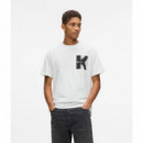 Klj Reg Ss K Logo Tee White  KARL LAGERFELD