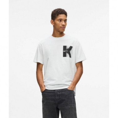 Klj Reg Ss K Logo Tee White  KARL LAGERFELD