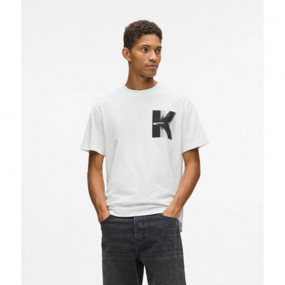 Klj Reg Ss K Logo Tee White  KARL LAGERFELD