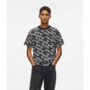 Klj Reg Ss Monogram Aop Tee Outline Mono  KARL LAGERFELD