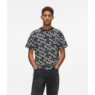 Klj Reg Ss Monogram Aop Tee Outline Mono  KARL LAGERFELD