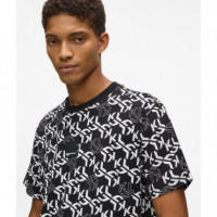 Klj Reg Ss Monogram Aop Tee Outline Mono  KARL LAGERFELD