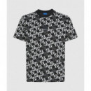 Klj Reg Ss Monogram Aop Tee Outline Mono  KARL LAGERFELD