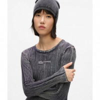 Klj Ls Ribbed Dress Washed Black  KARL LAGERFELD