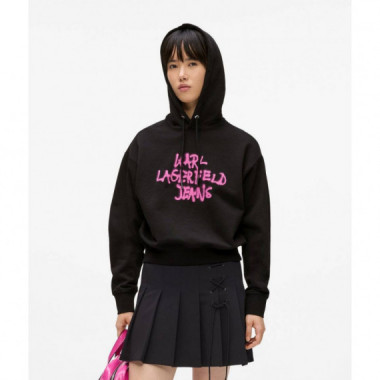 Klj Reg Graffiti Hoodie Black  KARL LAGERFELD