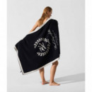 K/hotel Karl Crest Beachtowel Black  KARL LAGERFELD