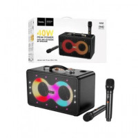 HOCO Altavoz BLUETOOTH Karaoke con 2 Microfonos Inalambricos 40W HA8 Negro