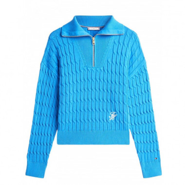TOMMY HILFIGER - Co Cable Mid Gg 1/2 Zip Ls Swt - C4H - F|WW0WW47643/C4H