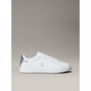 Low Pro Cups Laceup Lth Met Bright White  CALVIN KLEIN