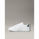 Low Pro Cups Laceup Lth Met Bright White  CALVIN KLEIN