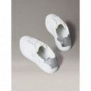 Low Pro Cups Laceup Lth Met Bright White  CALVIN KLEIN