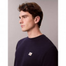 Ls Waffle Badge Crewnk Tee Maritime Blue  CALVIN KLEIN