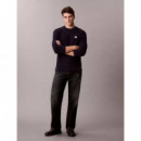 Ls Waffle Badge Crewnk Tee Maritime Blue  CALVIN KLEIN