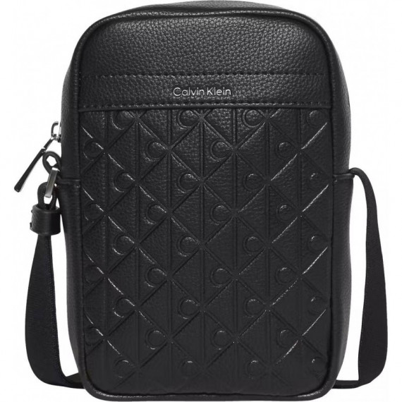 Emblem Aop Emboss Slim Reporter Black  CALVIN KLEIN