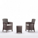 Set de Jardin 2 Sillones + Mesa Serie Lido Terrace Taupe BICA