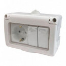 Enchufe Estanco 1 Toma + 2 Interruptores PAMACON