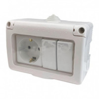 Enchufe Estanco 1 Toma + 2 Interruptores PAMACON