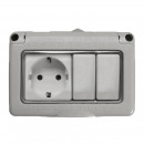 Enchufe Estanco 1 Toma + 2 Interruptores PAMACON