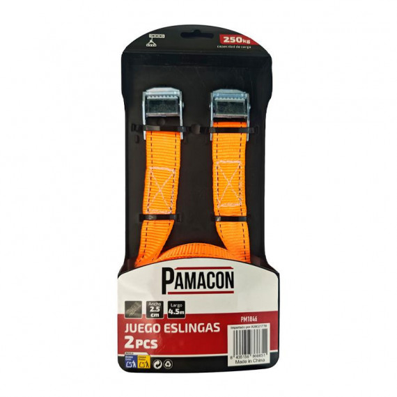Juego 2 Pcs Eslingas 25MMX4.5M 250 Kgs PAMACON