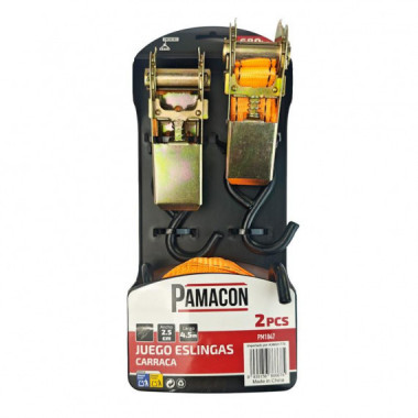 Juego 2 Pcs Eslingas Carraca 25MMX4.5M 680 Kgs PAMACON