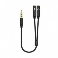 AISENS Cable Estereo Jack 3.5 Macho - 2X Jack 3.5 Hembra 25CM Negro