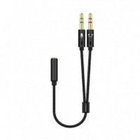 AISENS Cable Estereo Jack 3.5 Hembra - 2X Jack 3.5 Macho 25CM Negro