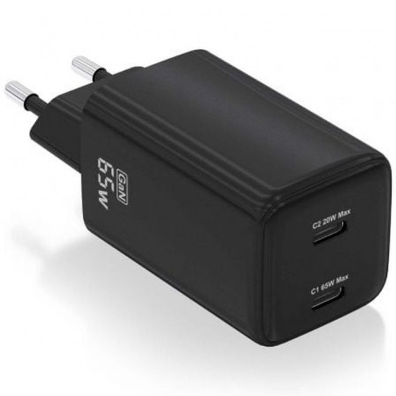 AISENS Cargador Pared Gan ASCH-65W2P040-BK 2XUSB-C 65W Negro