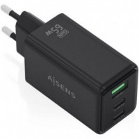 AISENS Cargador Pared Gan ASCH-65W3P073-BK 2XUSB-C 1XUSB-A 65W Negro