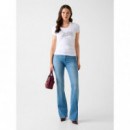 Camiseta con Apliques de Cristal en el Logo de GUESS