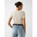 Camiseta con Logo de Triángulo de Strass y Estampado Animal de GUESS