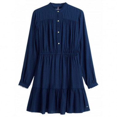 TOMMY HILFIGER - Fluid Jacquard Gathered Dress - C1G - F|WW0WW48545/C1G