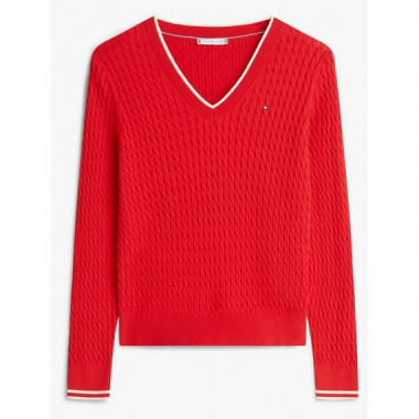 TOMMY HILFIGER - Co Cable Fine Gg V-nk Ls Swt - 0E9 - F|WW0WW44987/0E9