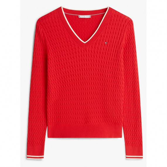 TOMMY HILFIGER - Co Cable Fine Gg V-nk Ls Swt - 0E9 - F|WW0WW44987/0E9