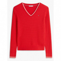 TOMMY HILFIGER - Co Cable Fine Gg V-nk Ls Swt - 0E9 - F|WW0WW44987/0E9