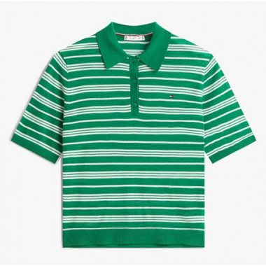 TOMMY HILFIGER - Merino Silk S/s Polo-nk Sweater - 0CG - F|WW0WW48450/0CG