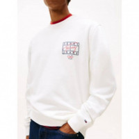 Tjm Reg Entry Dna Play Crew Ext Ecru  TOMMY JEANS