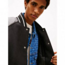 Tjm Flag Varsity Jacket Black  TOMMY JEANS