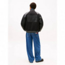 Tjm Flag Varsity Jacket Black  TOMMY JEANS