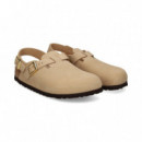 Zueco con Tira Atras Nobuck Beige  BIRKENSTOCK