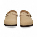 Zueco con Tira Atras Nobuck Beige  BIRKENSTOCK