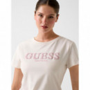 Camiseta con Logo de Corazones en Relieve de GUESS