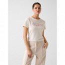 Camiseta con Logo de Corazones en Relieve de GUESS